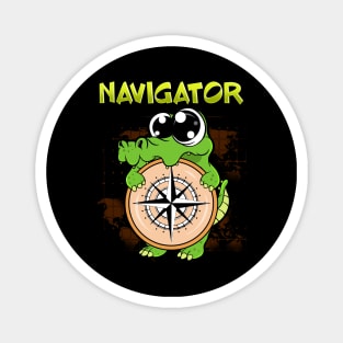 Cute & Funny Navigator Pun Alligator Compass Magnet